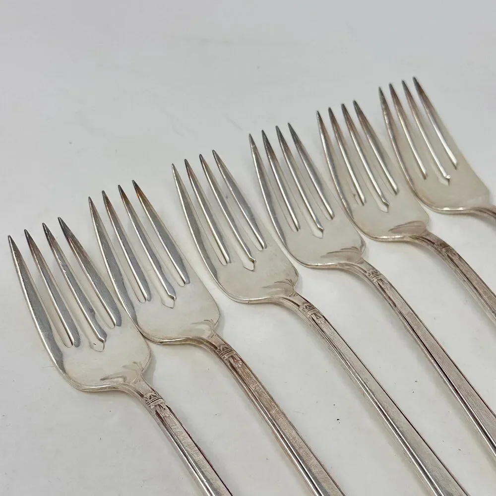 1847 Rogers Bros First Love Silverplate Salad Forks Set of 6 Vintage 1937